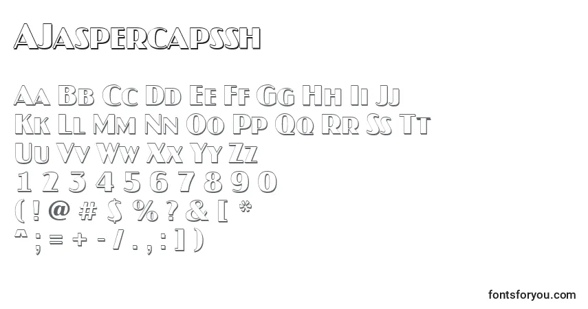 Schriftart AJaspercapssh – Alphabet, Zahlen, spezielle Symbole