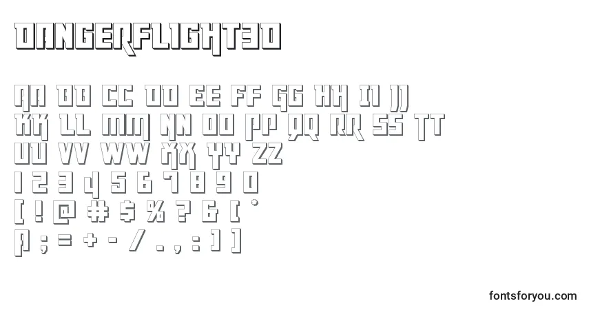 Czcionka Dangerflight3D – alfabet, cyfry, specjalne znaki