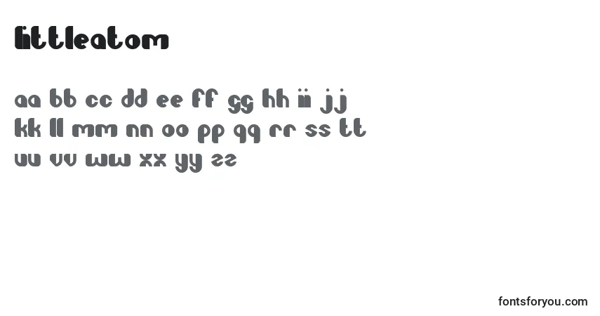 Czcionka LittleAtom – alfabet, cyfry, specjalne znaki