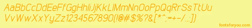 LintelItalic-Schriftart – Orangefarbene Schriften auf gelbem Hintergrund