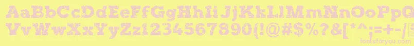 TyposterRockOnDemo-fontti – vaaleanpunaiset fontit keltaisella taustalla
