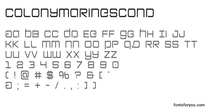 Czcionka Colonymarinescond – alfabet, cyfry, specjalne znaki