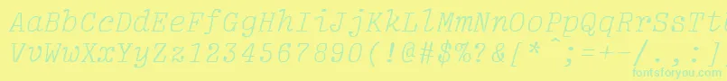 フォントLightItalic – 黄色い背景に緑の文字