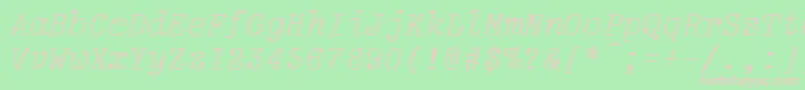 LightItalic-fontti – vaaleanpunaiset fontit vihreällä taustalla