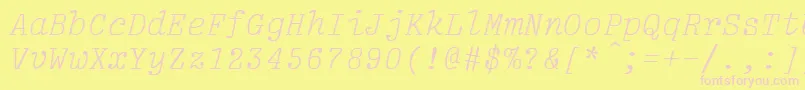 LightItalic-Schriftart – Rosa Schriften auf gelbem Hintergrund