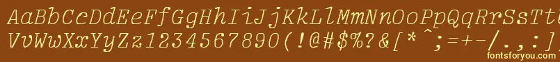 LightItalic-fontti – keltaiset fontit ruskealla taustalla