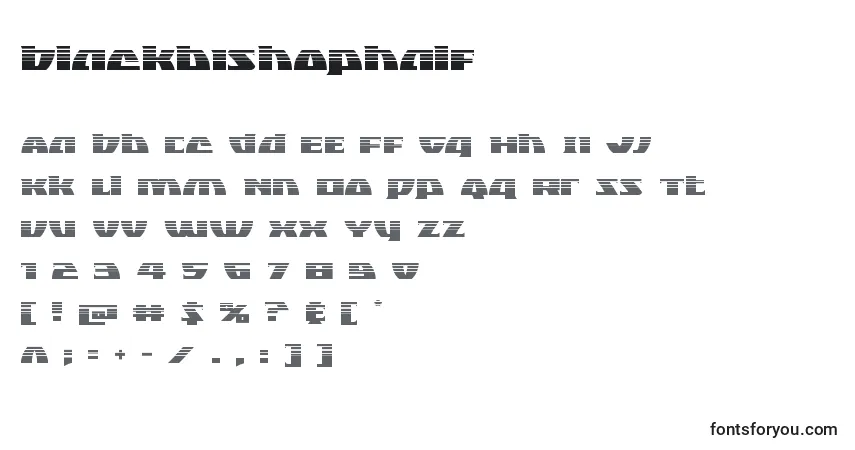 Czcionka Blackbishophalf – alfabet, cyfry, specjalne znaki
