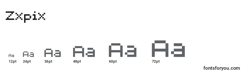 Размеры шрифта Zxpix