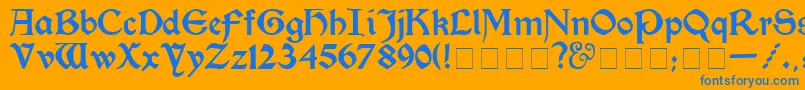 KelmscottMedium-Schriftart – Blaue Schriften auf orangefarbenem Hintergrund