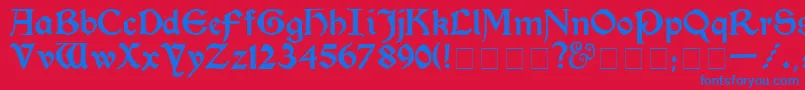 fuente KelmscottMedium – Fuentes Azules Sobre Fondo Rojo
