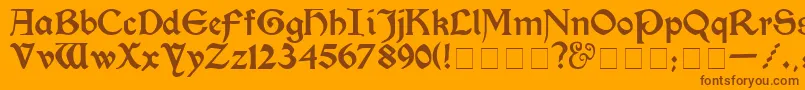 Weitere Informationen zur KelmscottMedium-Schriftart KelmscottMedium-Schriftart – Braune Schriften auf orangefarbenem Hintergrund