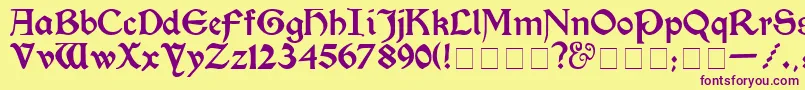 KelmscottMedium Font – Purple Fonts on Yellow Background