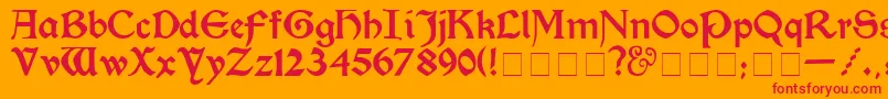 KelmscottMedium-Schriftart – Rote Schriften auf orangefarbenem Hintergrund