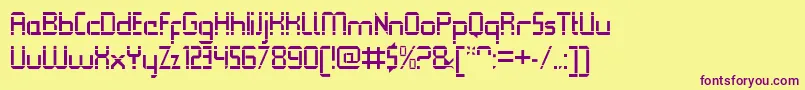 QueuebrickOpenregular Font – Purple Fonts on Yellow Background