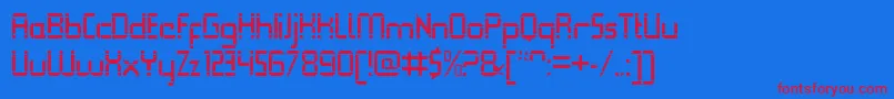 フォントQueuebrickOpenregular – 赤い文字の青い背景