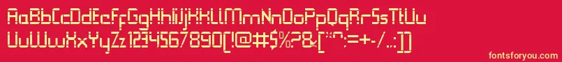 QueuebrickOpenregular-fontti – keltaiset fontit punaisella taustalla