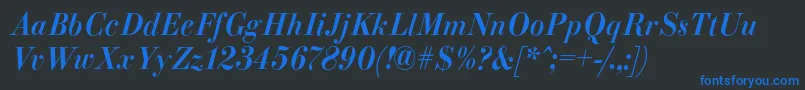 ParagonnordcItalic Font – Blue Fonts on Black Background