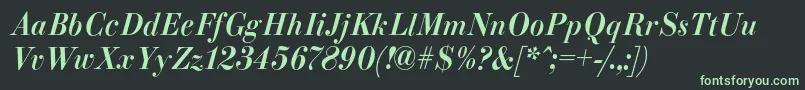 フォントParagonnordcItalic – 黒い背景に緑の文字