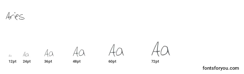 Размеры шрифта Aries
