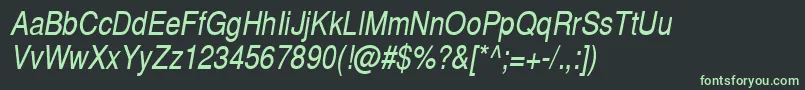 フォントSwitzerlandnarrowItalic – 黒い背景に緑の文字