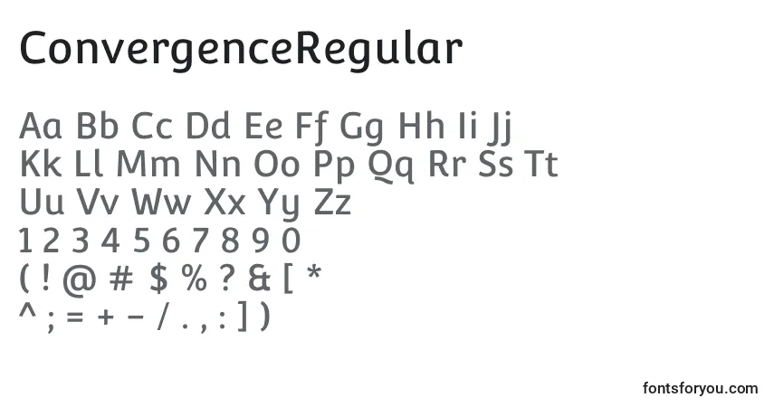 A fonte ConvergenceRegular – alfabeto, números, caracteres especiais