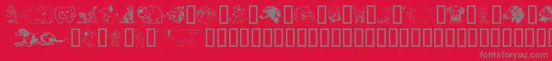 Doggart-Schriftart – Graue Schriften auf rotem Hintergrund