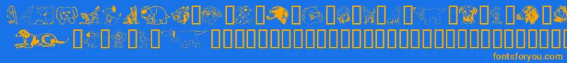Weitere Informationen zur Doggart-Schriftart Doggart-Schriftart – Orangefarbene Schriften auf blauem Hintergrund
