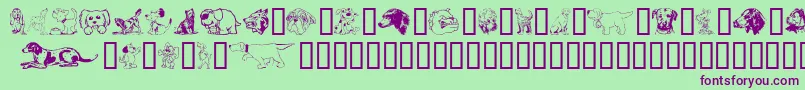 Doggart-Schriftart – Violette Schriften auf grünem Hintergrund