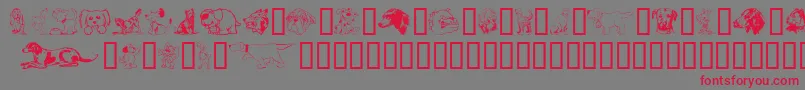 Doggart-Schriftart – Rote Schriften auf grauem Hintergrund