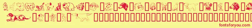 fuente Doggart – Fuentes Rojas Sobre Fondo Amarillo