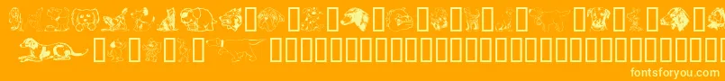 Doggart-Schriftart – Gelbe Schriften auf orangefarbenem Hintergrund