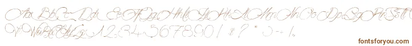 Mougatine-Schriftart – Braune Schriften auf weißem Hintergrund