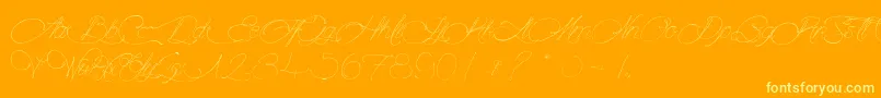 Mougatine-Schriftart – Gelbe Schriften auf orangefarbenem Hintergrund