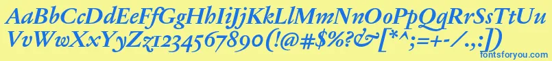 JannonTModerneOtBoldItalic Font – Blue Fonts on Yellow Background