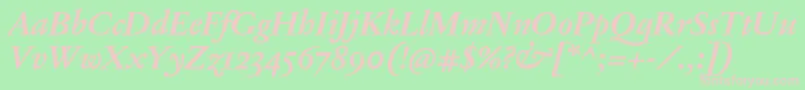 JannonTModerneOtBoldItalic Font – Pink Fonts on Green Background