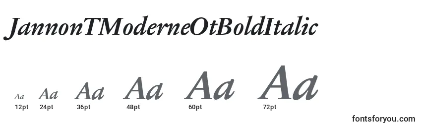 JannonTModerneOtBoldItalic Font Sizes