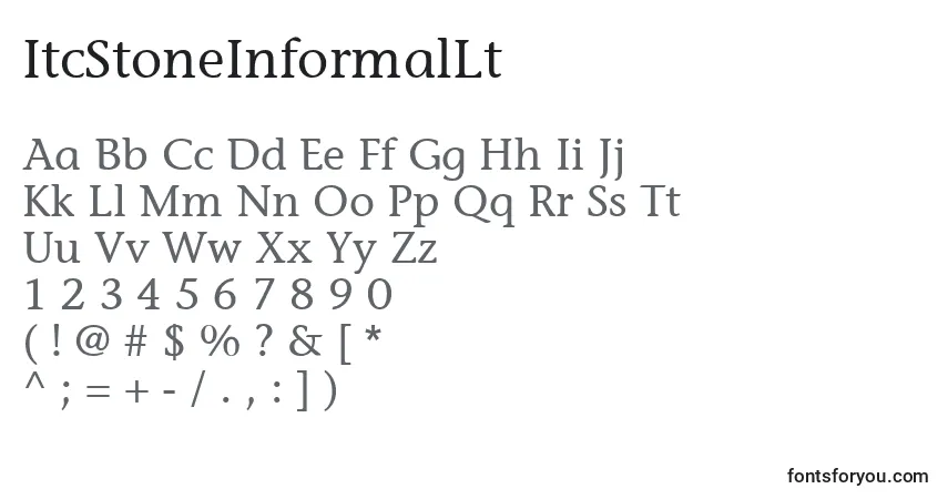 A fonte ItcStoneInformalLt – alfabeto, números, caracteres especiais