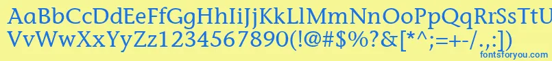 フォントItcStoneInformalLt – 青い文字が黄色の背景にあります。