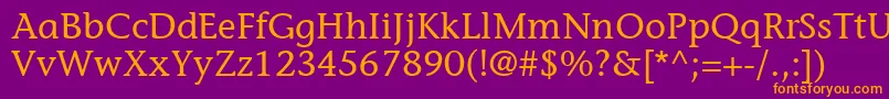 フォントItcStoneInformalLt – 紫色の背景にオレンジのフォント