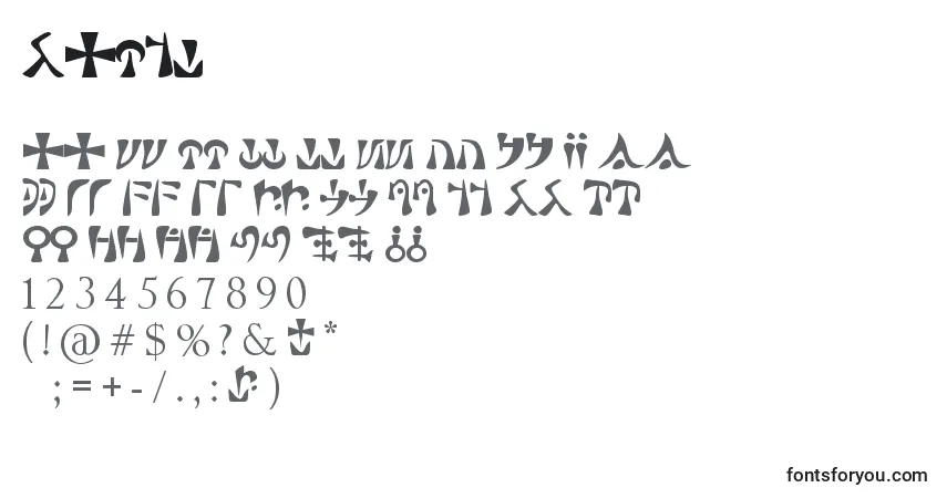 Schriftart Sacre – Alphabet, Zahlen, spezielle Symbole