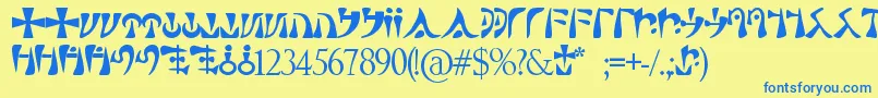 Sacre Font – Blue Fonts on Yellow Background