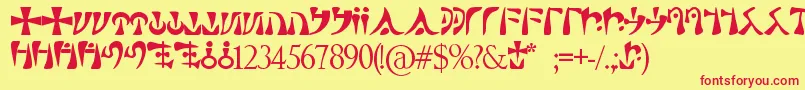 Sacre Font – Red Fonts on Yellow Background