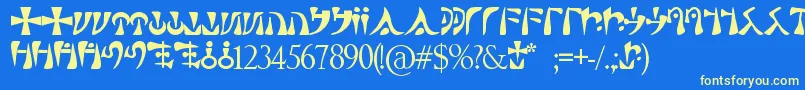 Sacre Font – Yellow Fonts on Blue Background