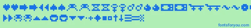 フォントRotorcapSymbols – 青い文字は緑の背景です。