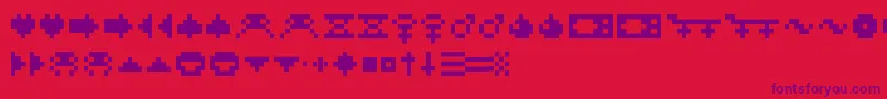 RotorcapSymbols-Schriftart – Violette Schriften auf rotem Hintergrund