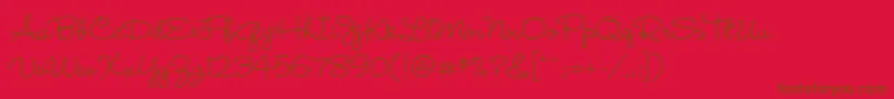 WendylpstdMedium-Schriftart – Braune Schriften auf rotem Hintergrund
