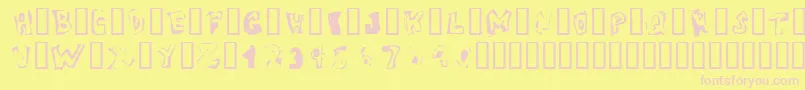VictimOddtype-fontti – vaaleanpunaiset fontit keltaisella taustalla