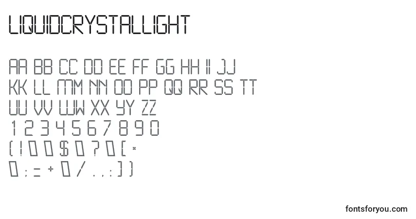 A fonte LiquidcrystalLight – alfabeto, números, caracteres especiais
