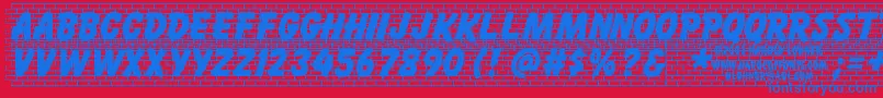 Bricklet Font – Blue Fonts on Red Background