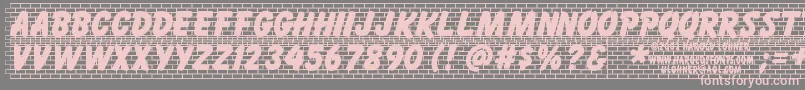 Bricklet-Schriftart – Rosa Schriften auf grauem Hintergrund